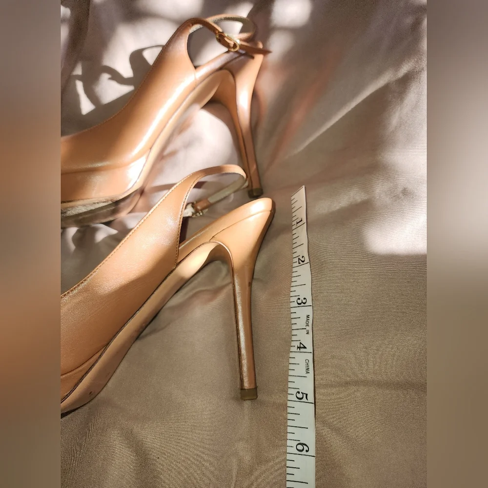 Valentino Garavani Tan Peep-Toe Heels - Picture 7 of 10